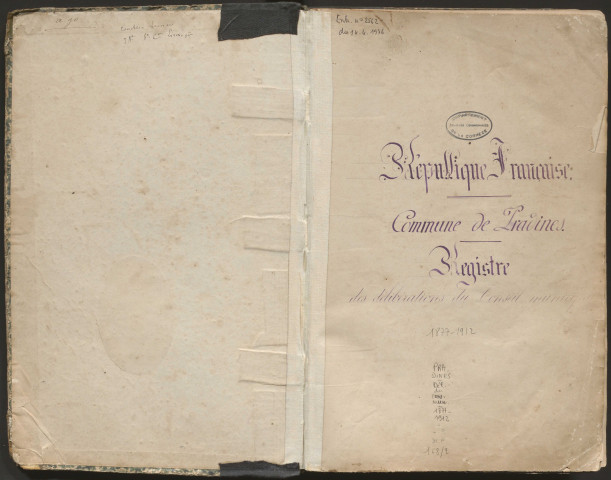 Délibérations du conseil municipal. 23 décembre 1877-14 janvier 1912