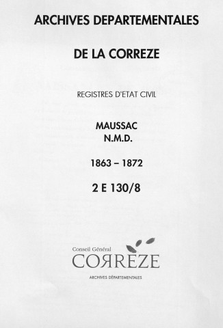 Naissances, mariages, décès (1863-1872)