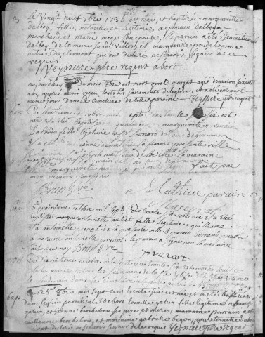 Baptêmes, mariages, sépultures (1737-1769)