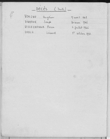 Tables décennales des décès (1943-1952)
