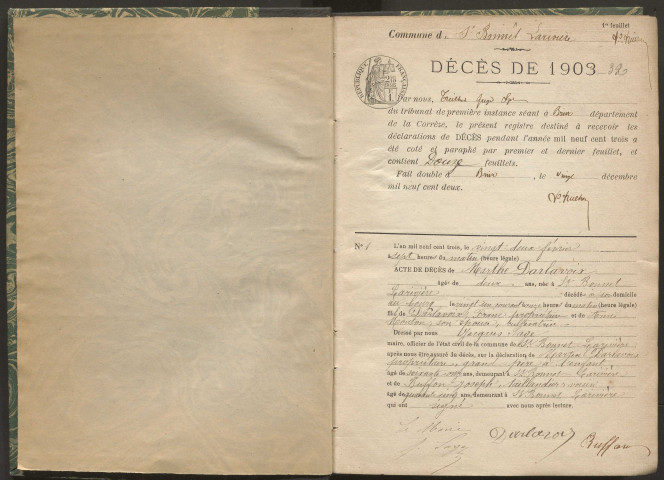 Décès (1903-1932).