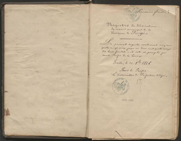 Délibérations du conseil municipal. 21 novembre 1886-21 novembre 1909