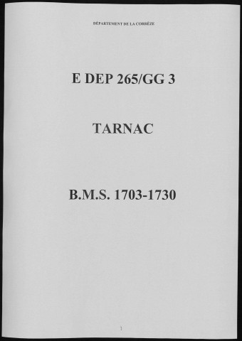 Baptêmes, mariages, sépultures (1703-1730)