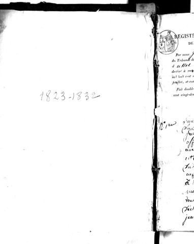 Naissances, mariages, décès (1823-1832)
