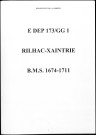 Baptêmes, mariages, sépultures (1674-1711)