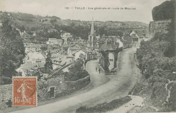 Tulle : "191 - Tulle - Vue générale et route de Mauriac".