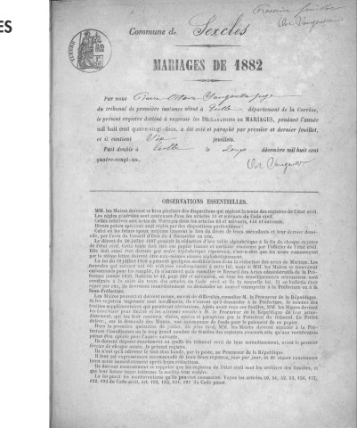 Mariages (1882-1902)