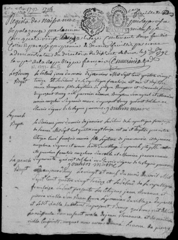 Naissances, décès (1793-1797)