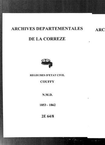 Naissances, mariages, décès (1853-1862)