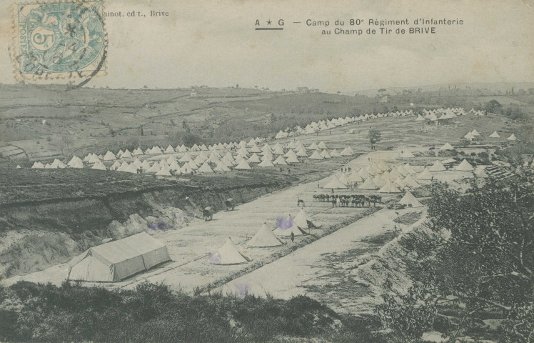 Brive-la-Gaillarde : "Camp du 80e régiment d'infanterie au champ de tir de Brive".