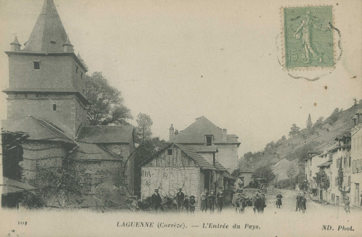 Laguenne : "I0I - Laguenne (Corrèze) - L'entrée du pays.".