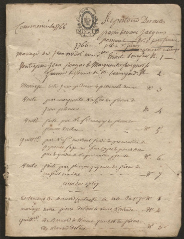 Répertoire chronologique : 1766-1790