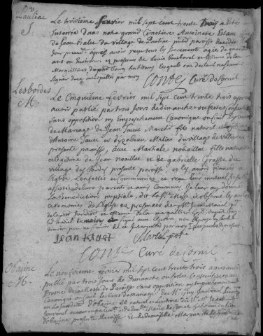 Baptêmes, mariages, sépultures (1733-1752)