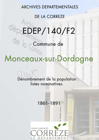 Dénombrement de la population : listes nominatives. 1861-1891