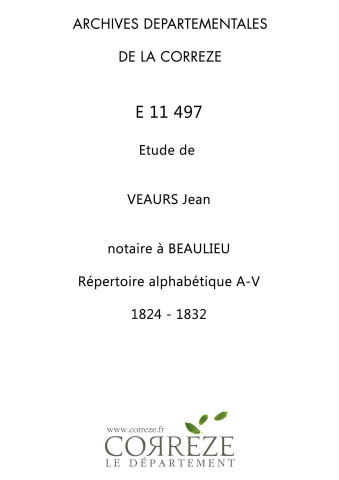 Répertoire alphabétique : A à V.