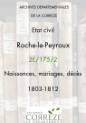 Naissances, mariages, décès (1803-1812)