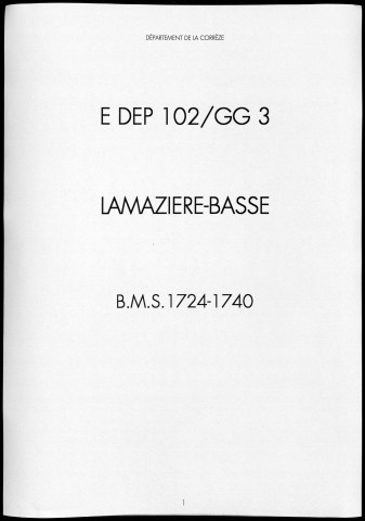 Baptêmes, mariages, sépultures (1724-1740)