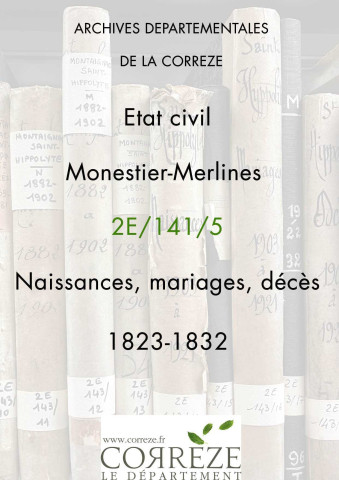 Naissances, mariages, décès (1823-1832)