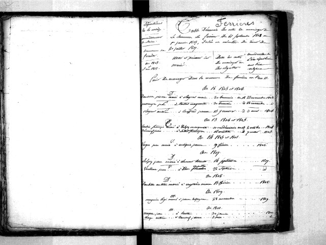 Tables décennales des naissances (1803-1812)