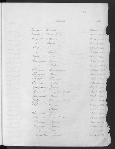 Tables décennales des décès (1903-1912)