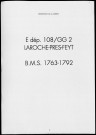 Baptêmes, mariages, sépultures (1763-1792)