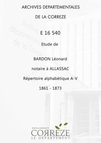 Répertoire alphabétique : A-V