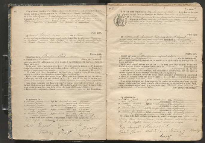 Mariages (1903-1932).