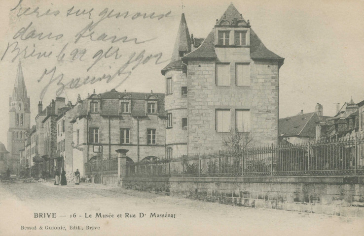 Brive-la-Gaillarde : "Brive - 16 - Le musée et rue Dr Massénat".