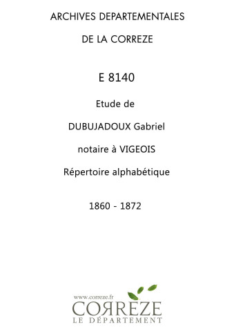 Répertoire alphabétique : A-V