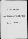 Baptêmes, mariages, sépultures (1773-1792)