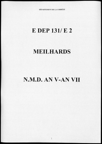 Naissances, mariages, décès (1797-1799)