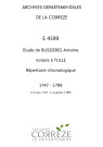 Répertoire chronologique : 16 mars 1747-4 novembre 1789