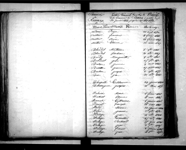 Tables décennales des décès (1843-1852)