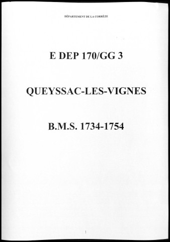 Baptêmes, mariages, sépultures (1734-1754)