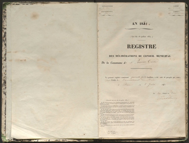 Délibérations du conseil municipal. 10 août 1851-8 mai 1864