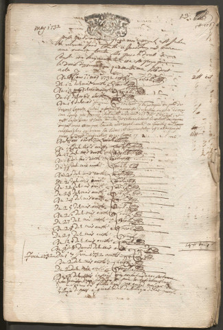 10 mai 1732-31 décembre 1733