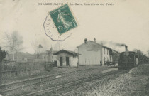 Chamboulive : "Chamboulive. - La gare. L'arrivée du train".