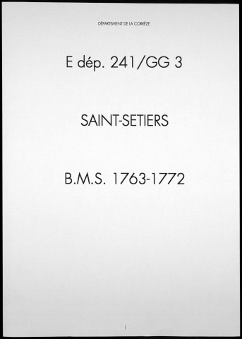 Baptêmes, mariages, sépultures (1763-1772)