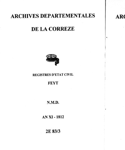 Naissances, mariages, décès (1803-1812)