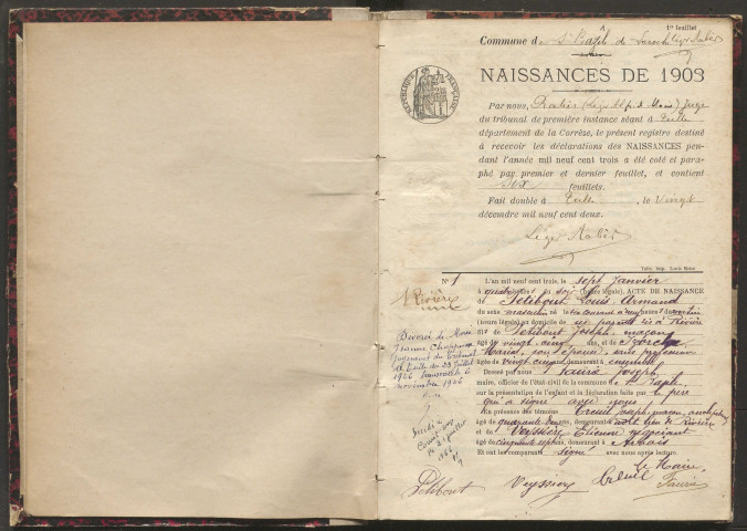 Naissances (1903-1921).