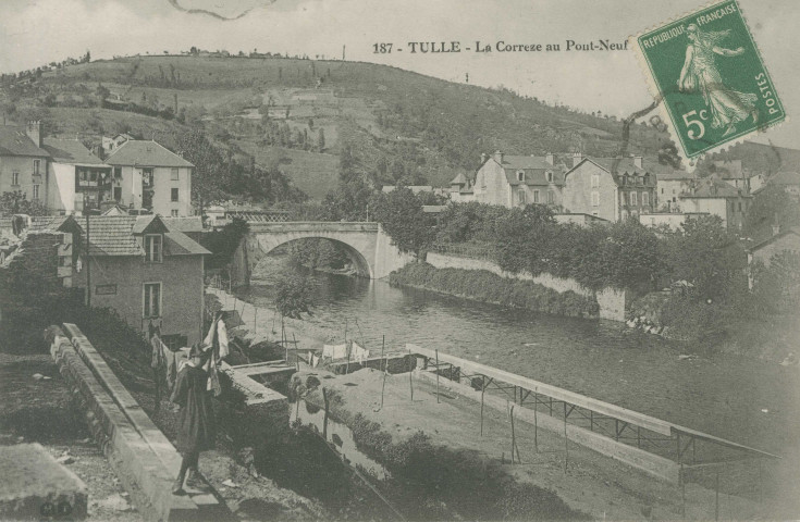 Tulle : "187 - Tulle - La Corrèze au pont-neuf".
