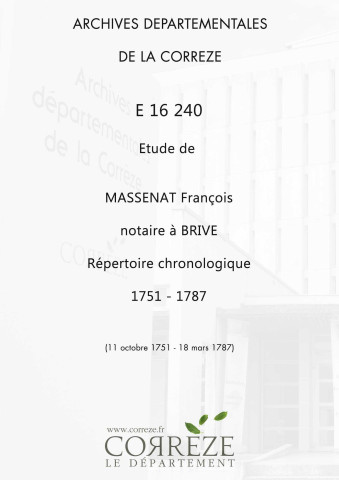 Répertoire chronologique : 11 octobre 1751-18 mars 1787
